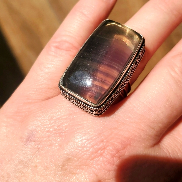 New Oversized Fluorite 925 Silver Ring. - Picture 7 of 12
